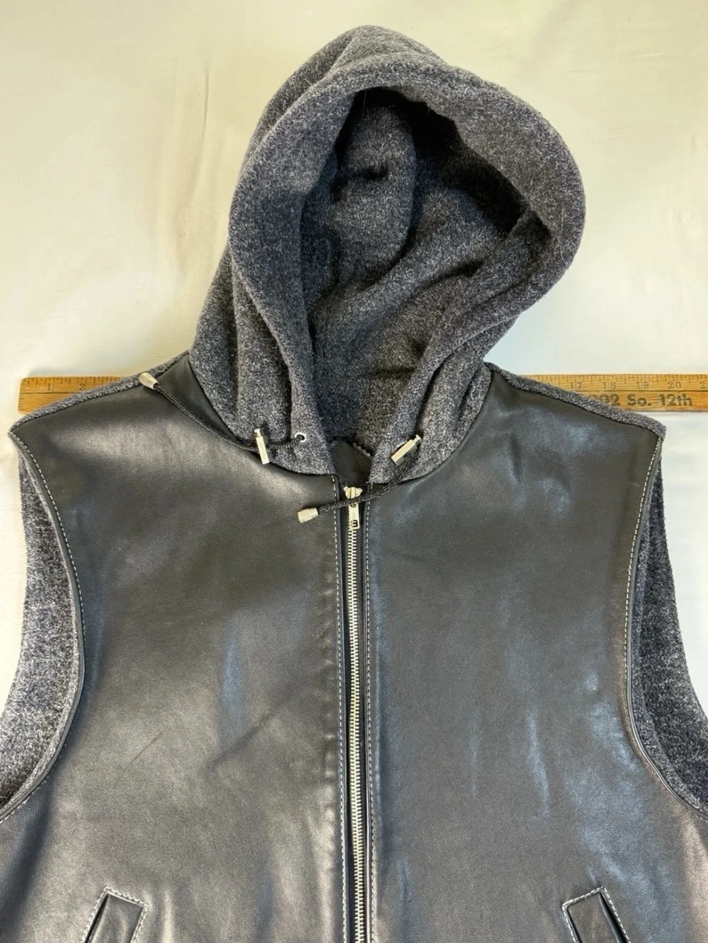 Y2K Nordstrom Rubbish XL Men’s Hoodie Vest Leather Wool Twilight BP Grunge Skate